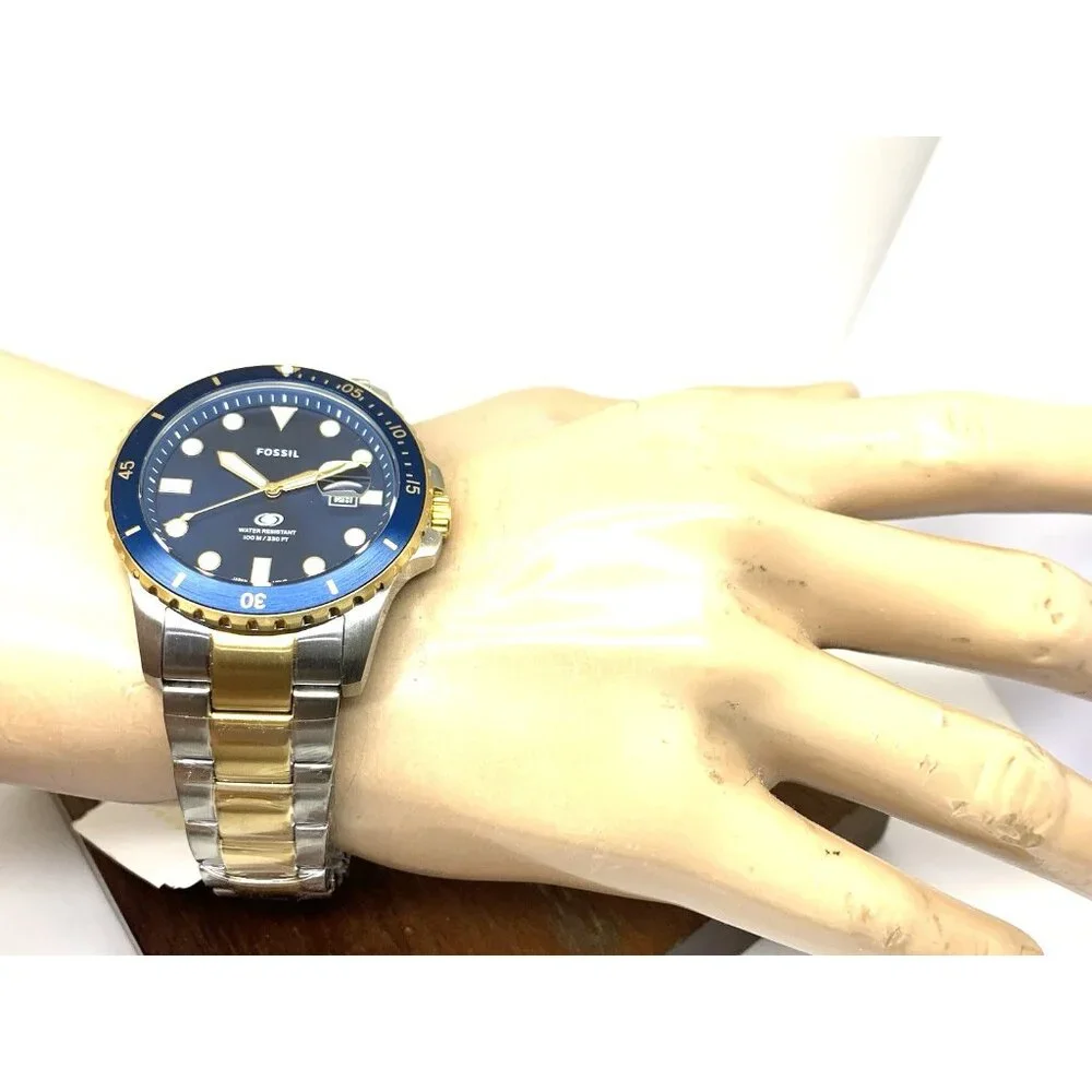 Fossil Men's Watch FS6034 Dive Quartz Blue Dial Two Tone Stainless Steel 42mm